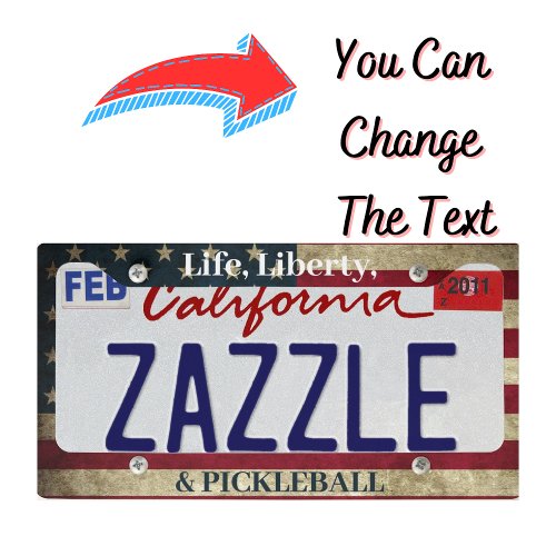 Life Liberty  Pickleball Funny Patriotic License Plate Frame