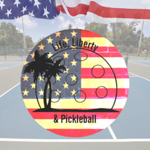 Life Liberty & Pickleball Patriotic Classic Round Sticker