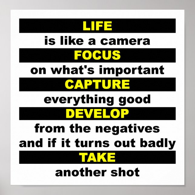 Life Like a Camera Funny Poster (Front)