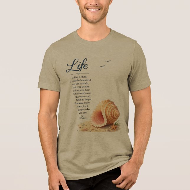 Life Like Seashell Inspirational Men’s Coastal  Tri-Blend Shirt (Front)