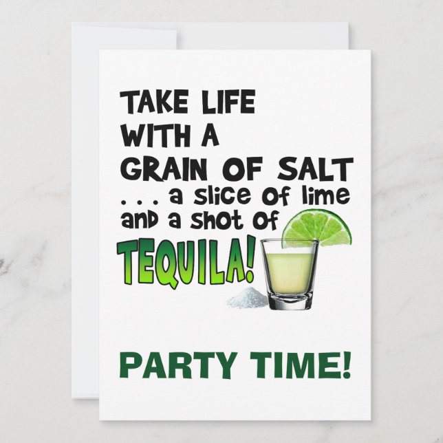 Life, Lime, Salt, TEQUILA! Cocktail Humor Invitation (Front)