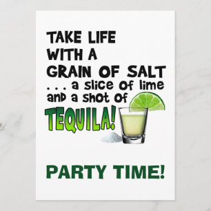 Life, Lime, Salt, TEQUILA! Cocktail Humor Invitation
