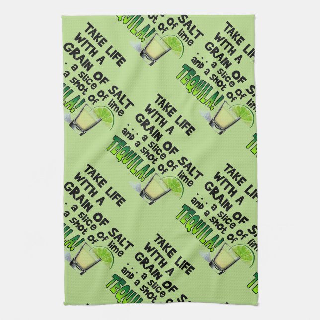 Life, Lime, Salt, TEQUILA! Cocktail Humor Towel (Vertical)