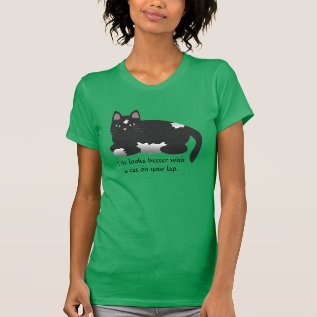 Life Looks Better With A Cat T-shirt (Front)