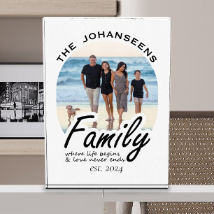 Life & Love Quote Family Photo & Script Name Gift Block