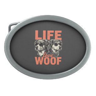 Life Love Woof Dog Lover Belt Buckle
