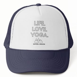 Life.Love.Yoga. Sisters, OR Trucker Hat/Navy Trucker Hat
