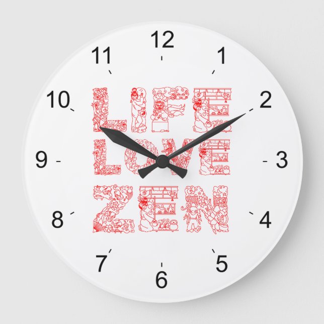Life, Love, Zen Large Clock (Front)