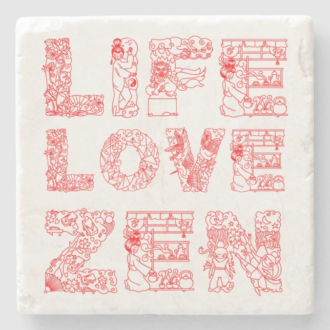 Life, Love, Zen Stone Coaster (Front)