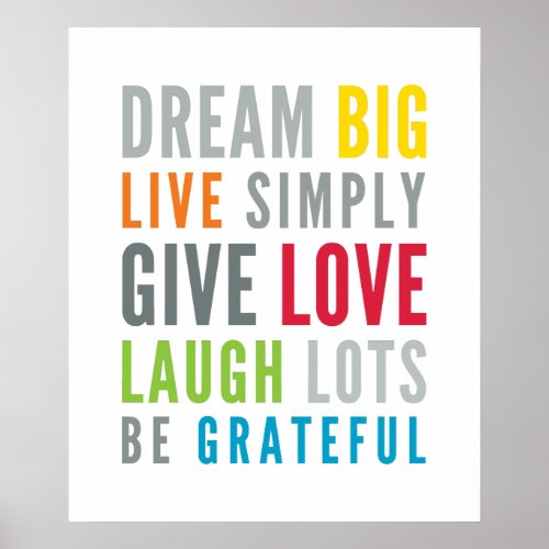 LIFE MANTRA positive cool typography bright colors Poster