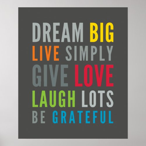 LIFE MANTRA positive cool typography bright colors Poster