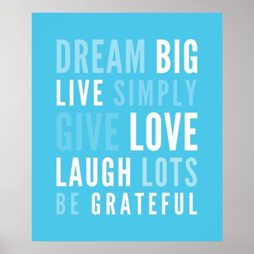 LIFE MANTRA positive modern typography aqua blue Poster