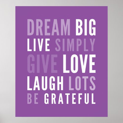 LIFE MANTRA positive modern typography purple Poster