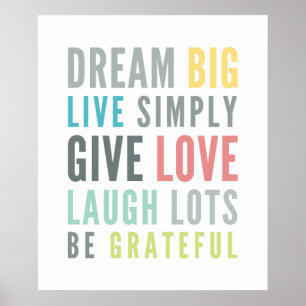 LIFE MANTRA QUOTE positive typography pastel color Poster