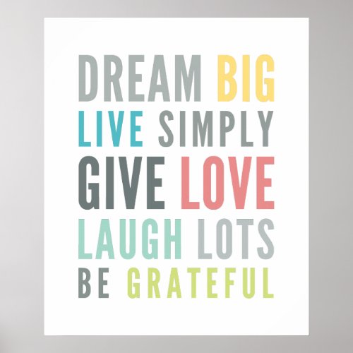 LIFE MANTRA QUOTE positive typography pastel color Poster