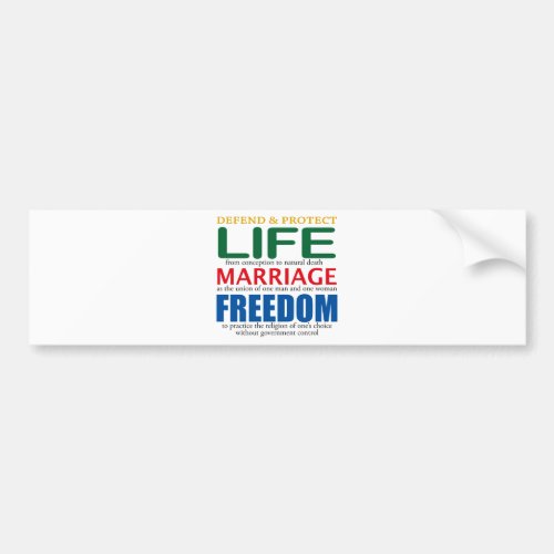 Life Marriage Freedom Bumper Sticker