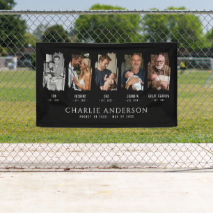 Life Milestones 5-Photo Collage Funeral/Memorial Banner