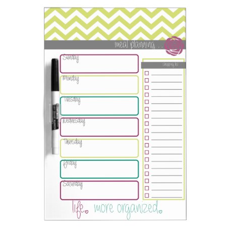 Life. More Organized. Meal Plan Dry Erase Board