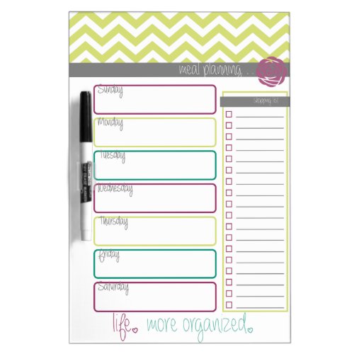 Life More Organized Meal Plan Dry Erase Board