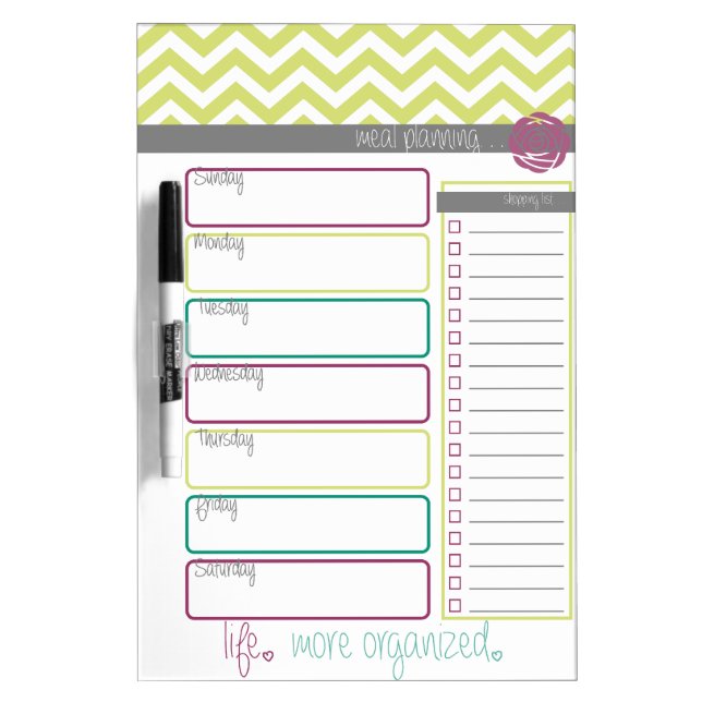 Life. More Organized. Meal Plan Dry Erase Board (Front)