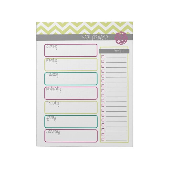 Life. More Organized. Meal Planning Notepad (Rotated)