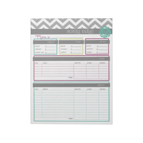 Life More Organized  Monthly Budget Notepad