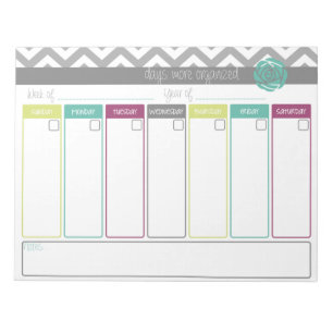 Life. More Organized. Weekly Calendar Notepad