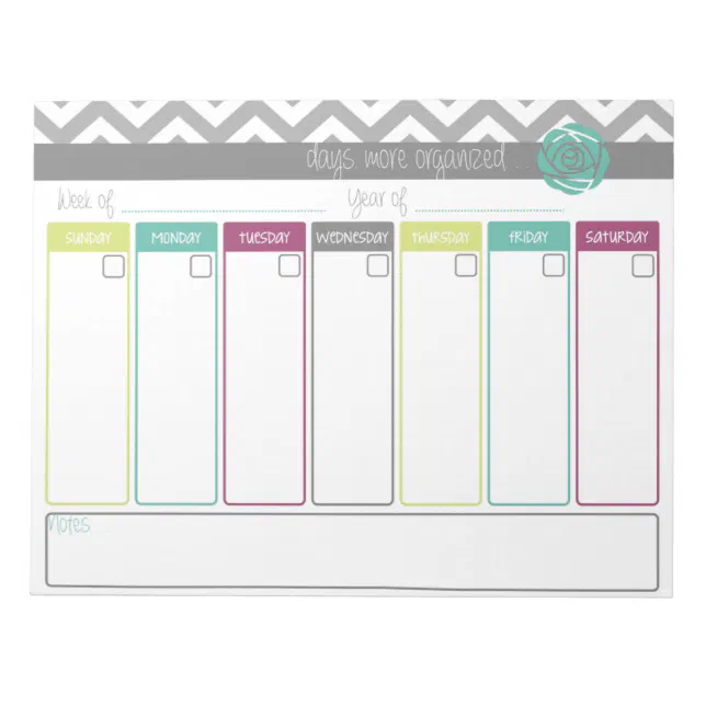 Life more organized weekly calendar notepad zazzle