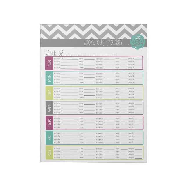 Life. More Organized. Workout Tracker Notepad (Rotated)