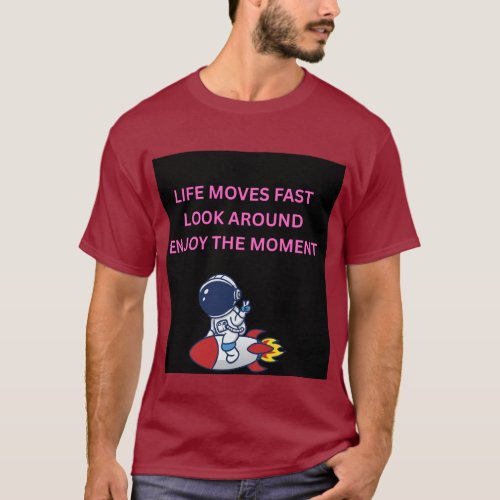 Life Moves Fast Astronaut Rocket Red Men's T-Shirt