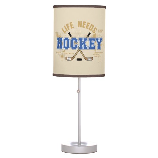 Life Needs Hockey Room Decor Table Lamp (Front)