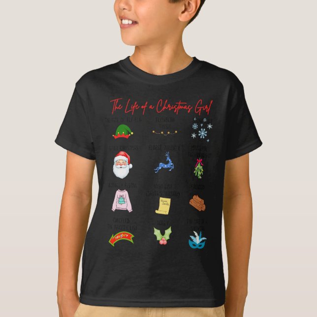 Life Of A Christmas Girl Era Nk Bow Preppy Coquett T-Shirt (Front)
