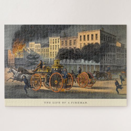 Life of a Fireman Vintage 1860s Lithograph Jigsaw Puzzle