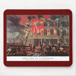 Life of a Fireman, Vintage Business Firemen Fire Mouse Pad