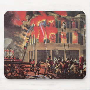 Life of a Fireman, Vintage Business Firemen Fire Mouse Pad