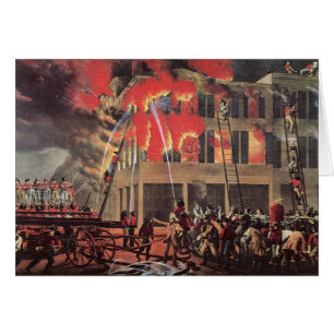 Life of a Fireman, Vintage Firemen Fighting a Fire Cards