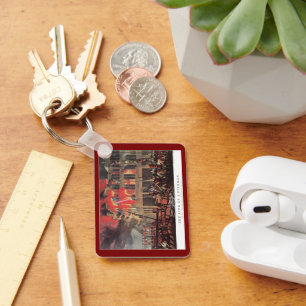 Life of a Fireman, Vintage Firemen Fighting a Fire Keychain