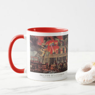 Life of a Fireman, Vintage Firemen Fighting a Fire Mug