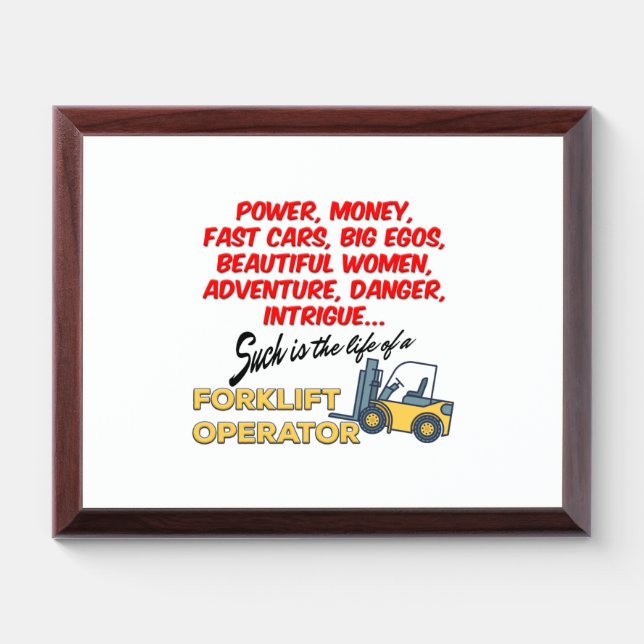 Life of a Forklift Operator Award Plaque (Horizontal)