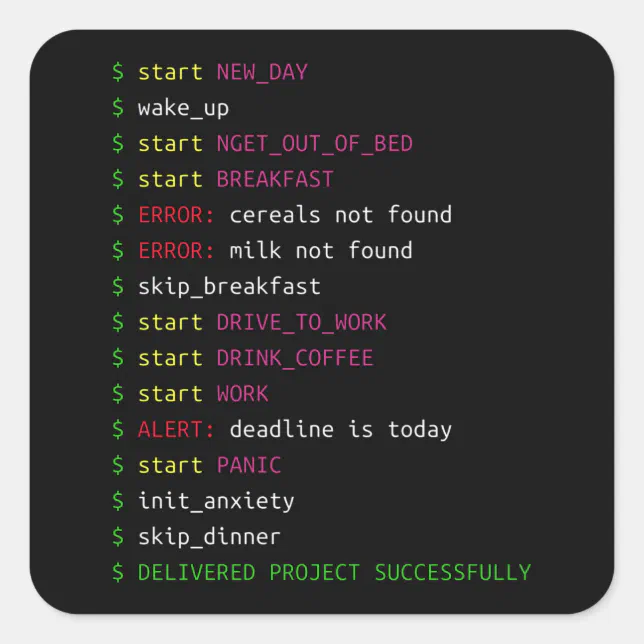 Life of a Programmer | Coding Geek Gift Square Sticker | Zazzle