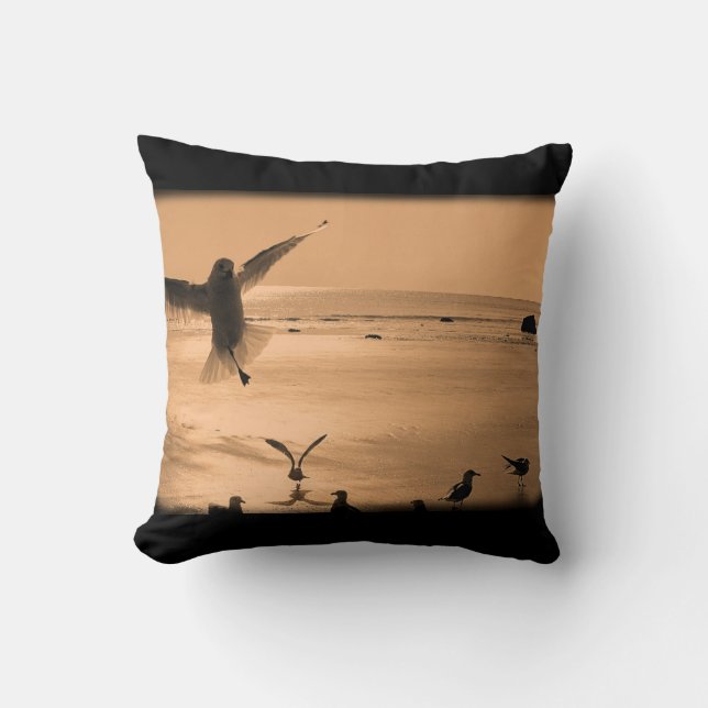 Life of a Seagull Throw Pillow (Front)