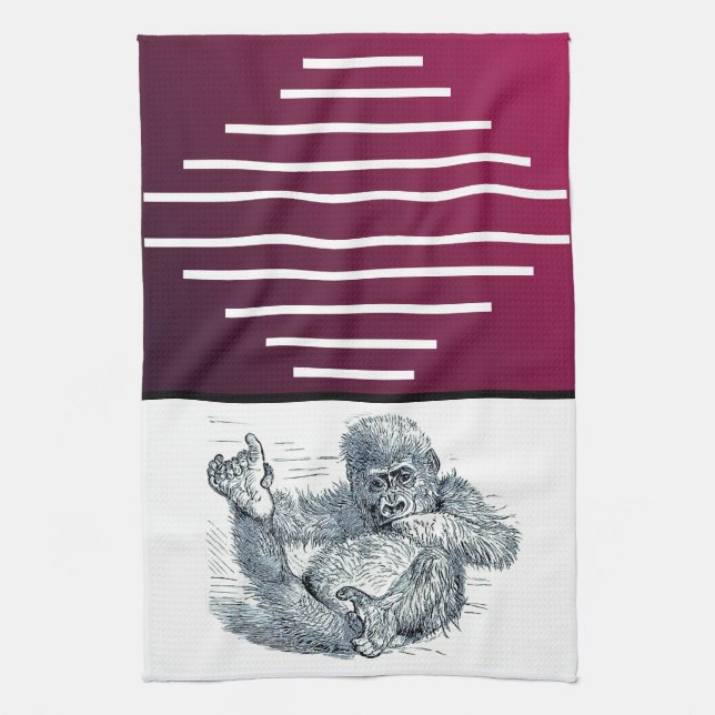 Life of a Young Ape Gorilla Kitchen Towel (Vertical)