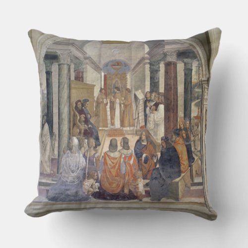 Life of St Benedict fresco detail Throw Pillow