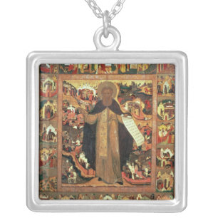 Life of St. Sergius of Radonesh, 1640s Silver Plated Necklace