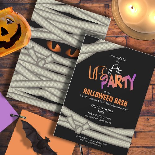 Life of the Party Mummy Halloween Orange ID685 Invitation