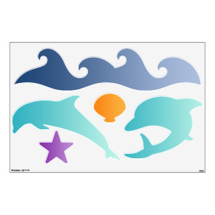Life of Under Water - Dolphins Starfish Wave Shell Wall Sticker