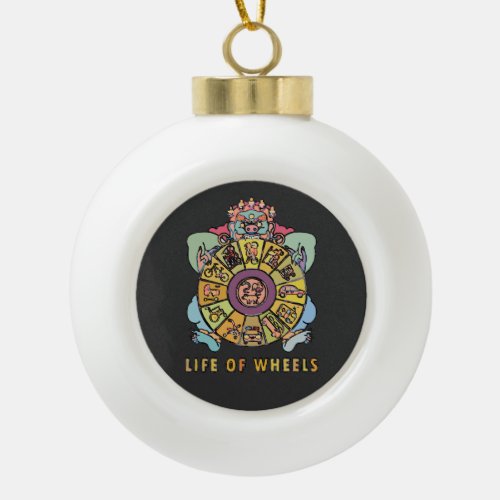 Life of wheels ceramic ball christmas ornament