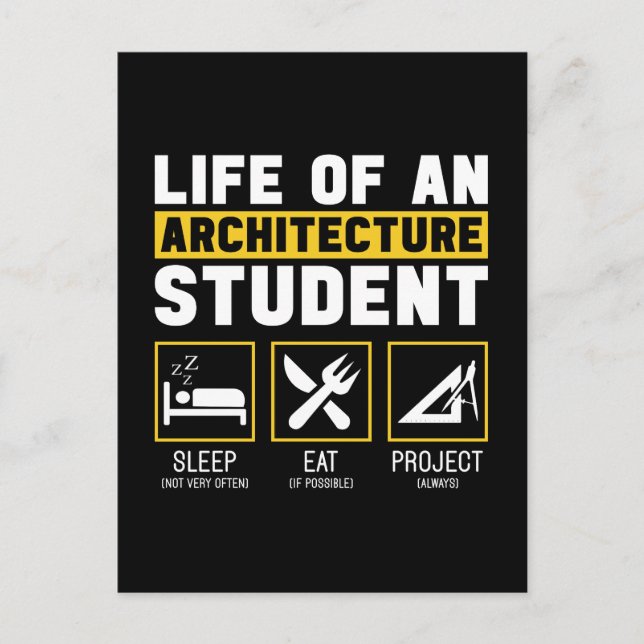 Life On An Architecture Student Architect Job Holiday Postcard (Front)