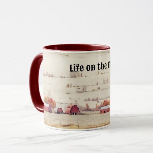 Life on the Farm Red Barn Art Mug Cup