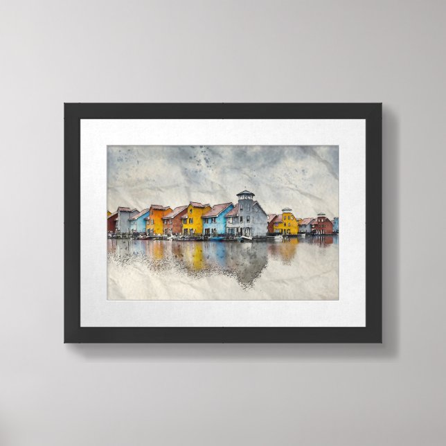 “Life on the Water 12” x 18 ” Matted &  Framed Art (Framed Front)